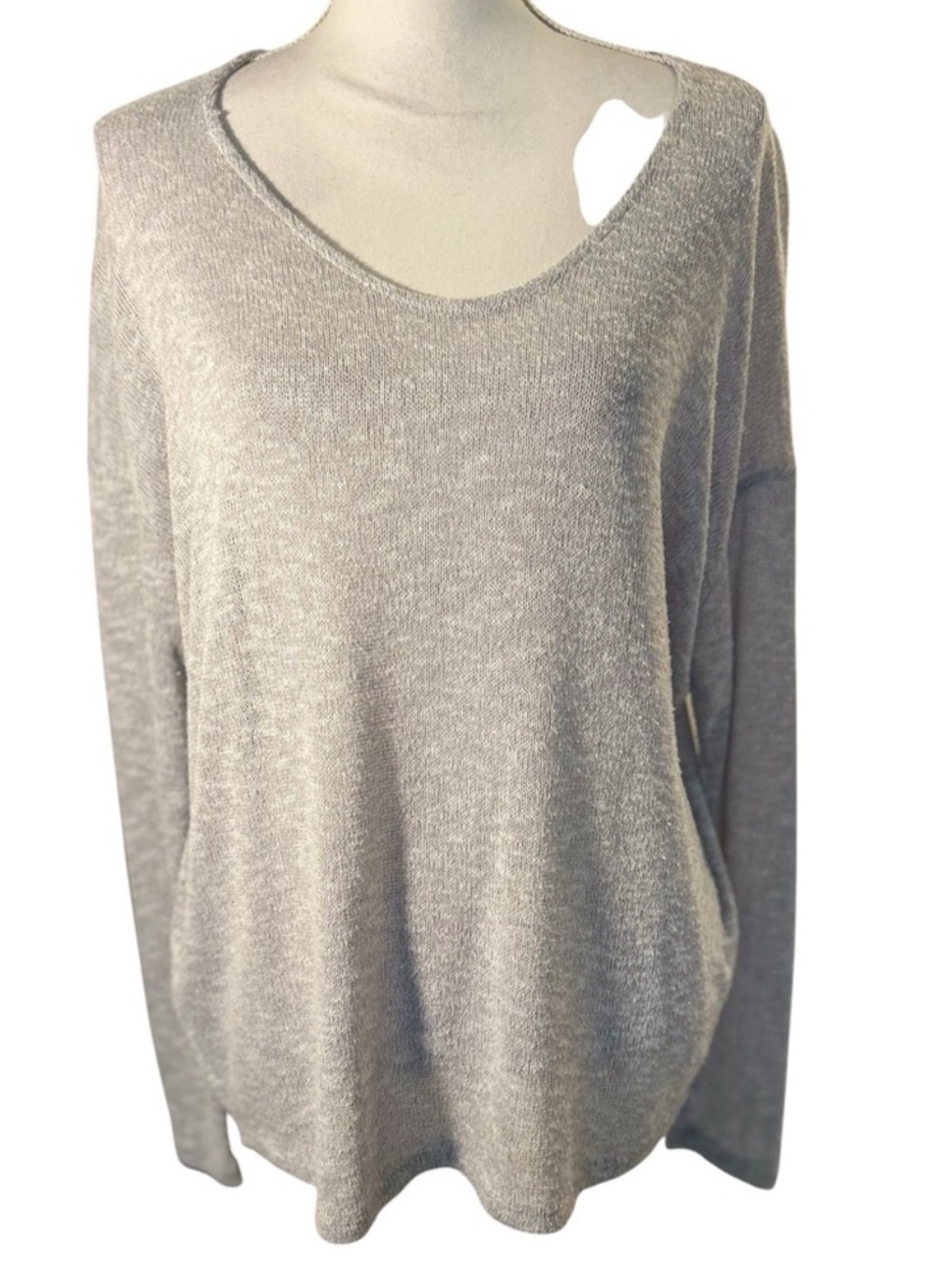 Jolie Light Gray Open Knit Top